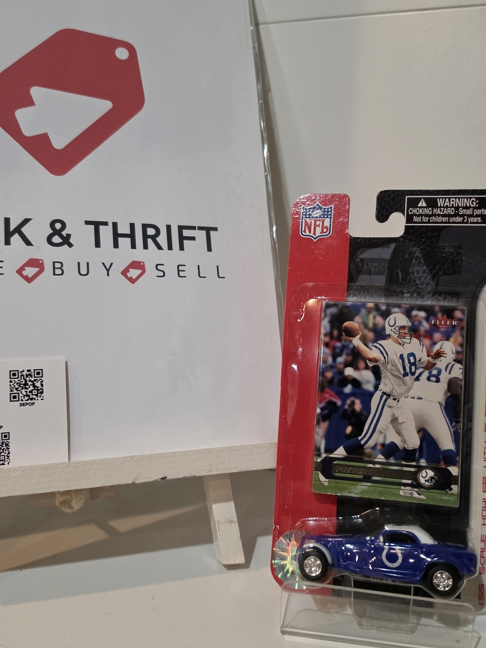 NFL Die-Cast Blue Collectible Car with Player Trading Card